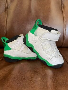 Jordan 6 Rings | White Black Lucky Green |Velcro Sneakers
